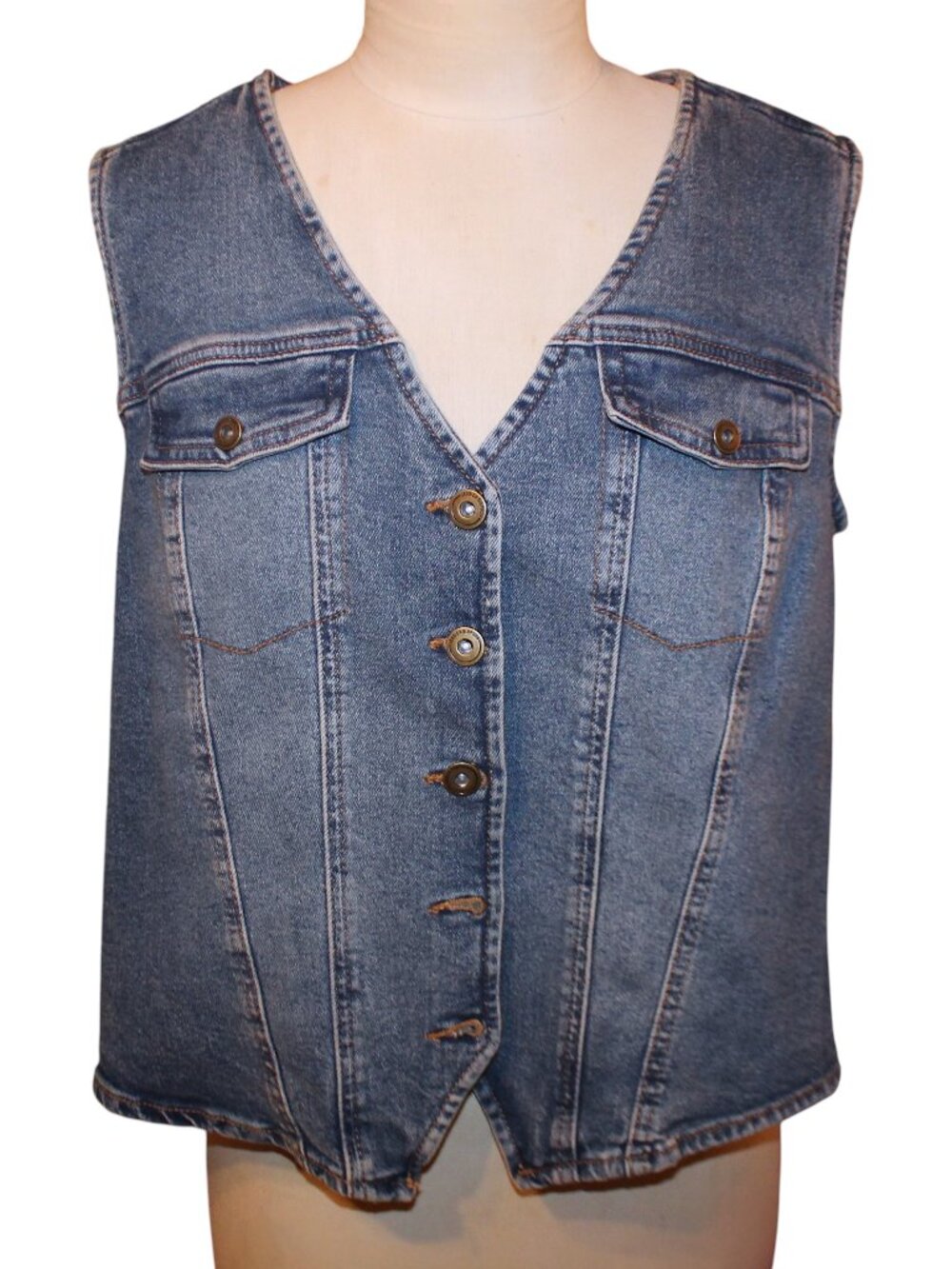 Jessica Simpson Plus Size 0X Denim Vest Medium Wash NWT - Picture 2 of 8